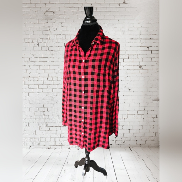Old Navy Tops - Old Navy Red and Black Plaid Shirt